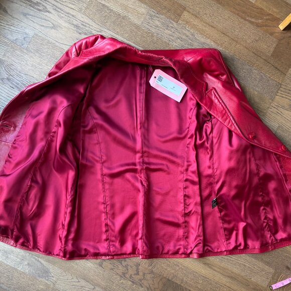 Danier Red Leather Blazer Jacket - Sz L - Amazing Vintage Condition - Picture 6 of 15